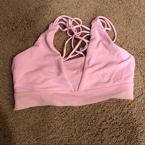 Lorna Jane baby pink strappy sports bra size Small